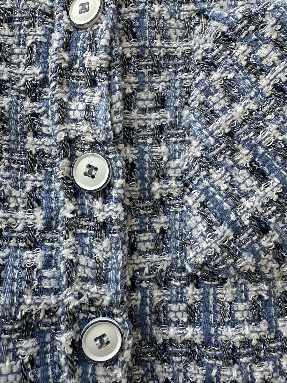 Blue Tweed Button-Front Jacket - Picture 2 of 5